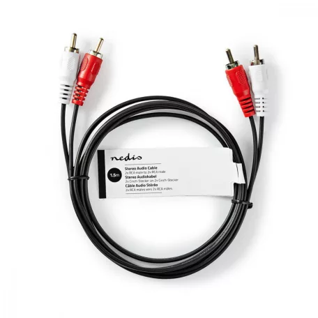 Sztereó audiokábel | 2x RCA Dugasz | 2x RCA Dugasz | Nikkelezett | 1.50 m | Kerek | Papírfüles