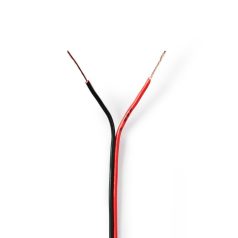   Hangszóró kábel | 2 x 0.35 mm² | CCA | 100.0 m | Kerek | PVC | Fekete / Piros | Zsugor csomagolás