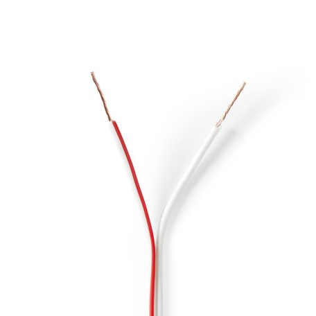 Hangszóró kábel | 2 x 0.35 mm² | CCA | 100.0 m | Kerek | PVC | Fehér | Zsugor csomagolás