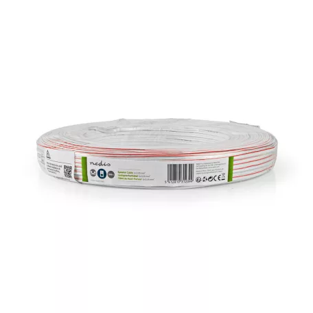 Hangszóró kábel | 2 x 0.35 mm² | CCA | 100.0 m | Kerek | PVC | Fehér | Zsugor csomagolás