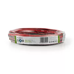   Hangszóró kábel | 2x 1.50 mm² | CCA | 15.0 m | Kerek | PVC | Fekete / Piros | Zsugor csomagolás