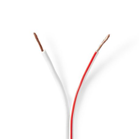 Hangszóró kábel | 2 x 1.50 mm² | CCA | 100.0 m | Kerek | PVC | Fehér | Zsugor csomagolás