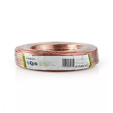 Hangszóró kábel | 2x 2.50 mm² | CCA | 15.0 m | Kerek | PVC | Átlátszó | Zsugor csomagolás