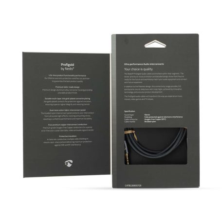 Sztereó audiokábel | 3.5 mm Dugasz | 3.5 mm Dugasz | Aranyozott | 2.00 m | Kerek | Gun Metal Szürke / Szürke | Ablakos Fedő Doboz