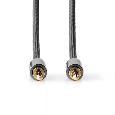 Sztereó audiokábel | 3.5 mm Dugasz | 3.5 mm Dugasz | Aranyozott | 5.00 m | Kerek | Gun Metal Szürke / Szürke | Ablakos Fedő Doboz