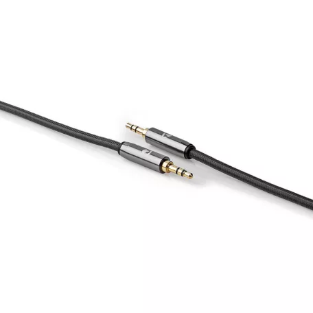 Sztereó audiokábel | 3.5 mm Dugasz | 3.5 mm Dugasz | Aranyozott | 5.00 m | Kerek | Gun Metal Szürke / Szürke | Ablakos Fedő Doboz