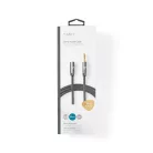 Sztereó audiokábel | 3.5 mm Dugasz | 3.5 mm Aljzat | Aranyozott | 3.00 m | Kerek | Gun Metal Szürke / Szürke | Ablakos Fedő Doboz
