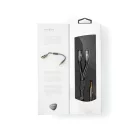 Sztereó audiokábel | 3.5 mm Dugasz | 2 db 3.5 mm-es Aljzat | Aranyozott | 0.20 m | Kerek | Gun Metal Szürke / Szürke | Ablakos Fedő Doboz