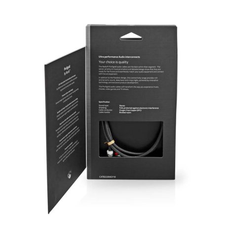 Sztereó audiokábel | 3.5 mm Dugasz | 2x RCA Dugasz | Aranyozott | 1.00 m | Kerek | Gun Metal Szürke / Szürke | Ablakos Fedő Doboz