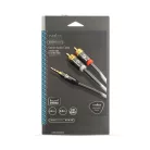 Sztereó audiokábel | 3.5 mm Dugasz | 2x RCA Dugasz | Aranyozott | 2.00 m | Kerek | Gun Metal Szürke / Szürke | Ablakos Fedő Doboz