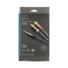 Sztereó audiokábel | 3.5 mm Dugasz | 2x RCA Dugasz | Aranyozott | 5.00 m | Kerek | Gun Metal Szürke | Ablakos Fedő Doboz