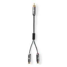   Mélynyomó kábel | RCA Dugasz | 2x RCA Aljzat | Aranyozott | 0.20 m | Kerek | 4.5 mm | Gun Metal Szürke | Ablakos Fedő Doboz