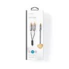 Mélynyomó kábel | 2x RCA Dugasz | RCA Aljzat | Aranyozott | 0.20 m | Kerek | 4.5 mm | Antracit / Gun Metal Szürke | Ablakos Fedő Doboz