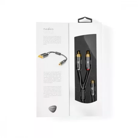 Mélynyomó kábel | 2x RCA Dugasz | RCA Aljzat | Aranyozott | 0.20 m | Kerek | 4.5 mm | Antracit / Gun Metal Szürke | Ablakos Fedő Doboz