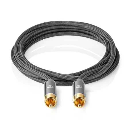Mélynyomó kábel | RCA Dugasz | RCA Dugasz | Aranyozott | 5.00 m | Kerek | 4.5 mm | Antracit / Gun Metal Szürke | Fedődoboz