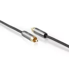Digitális Audio Kábel | RCA Dugasz | RCA Dugasz | Aranyozott | 1.00 m | Kerek | Pamut | Gun Metal Szürke | Ablakos Fedő Doboz