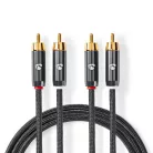 Sztereó audiokábel | 2x RCA Dugasz | 2x RCA Dugasz | Aranyozott | 1.00 m | Kerek | Gun Metal Szürke / Szürke | Ablakos Fedő Doboz