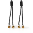 Sztereó audiokábel | 2x RCA Dugasz | 2x RCA Dugasz | Aranyozott | 1.00 m | Kerek | Gun Metal Szürke / Szürke | Ablakos Fedő Doboz