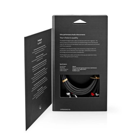 Sztereó audiokábel | 2x RCA Dugasz | 2x RCA Dugasz | Aranyozott | 2.00 m | Kerek | Gun Metal Szürke / Szürke | Ablakos Fedő Doboz