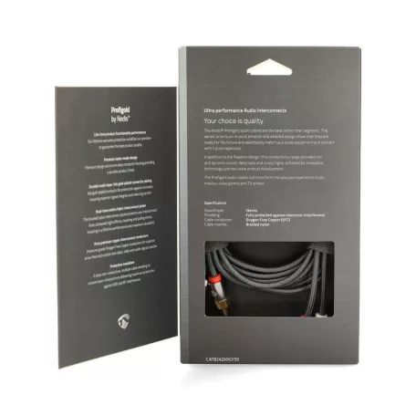 Sztereó audiokábel | 2x RCA Dugasz | 2x RCA Dugasz | Aranyozott | 5.00 m | Kerek | Gun Metal Szürke / Szürke | Ablakos Fedő Doboz