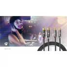 Sztereó audiokábel | 2x RCA Dugasz | 2x RCA Aljzat | Aranyozott | 2.00 m | Kerek | Gun Metal Szürke / Szürke | Ablakos Fedő Doboz