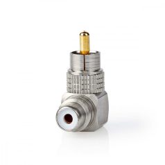   Mono audio adapter | RCA Dugasz | RCA Aljzat | Aranyozott | Könyök 90 ° | Fém | Fém / Gun Metal Szürke | 2 db | Ablakos Doboz