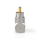 Mono audio adapter | RCA Dugasz | RCA Aljzat | Aranyozott | Könyök 90 ° | Fém | Fém / Gun Metal Szürke | 2 db | Ablakos Doboz