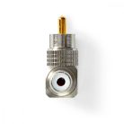 Mono audio adapter | RCA Dugasz | RCA Aljzat | Aranyozott | Könyök 90 ° | Fém | Fém / Gun Metal Szürke | 2 db | Ablakos Doboz