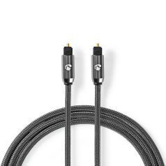   Optikai Audió Kábel | TosLink Dugasz | TosLink Dugasz | 1.00 m | Kerek | Pamut | Gun Metal Szürke | Ablakos Fedő Doboz