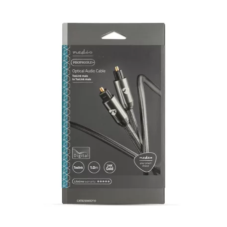 Optikai Audió Kábel | TosLink Dugasz | TosLink Dugasz | 1.00 m | Kerek | Pamut | Gun Metal Szürke | Ablakos Fedő Doboz