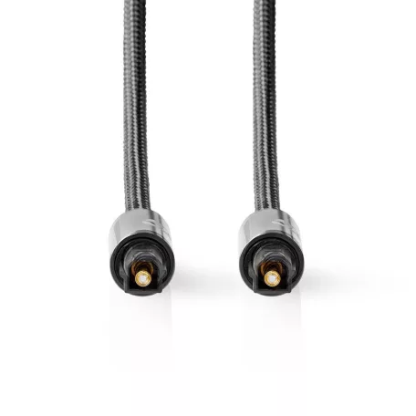 Optikai Audió Kábel | TosLink Dugasz | TosLink Dugasz | 3.00 m | Kerek | Pamut | Gun Metal Szürke | Ablakos Fedő Doboz