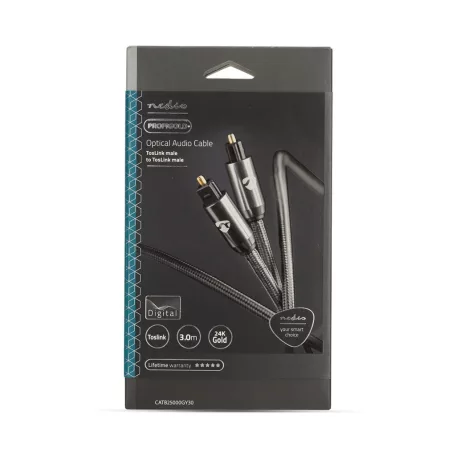 Optikai Audió Kábel | TosLink Dugasz | TosLink Dugasz | 3.00 m | Kerek | Pamut | Gun Metal Szürke | Ablakos Fedő Doboz