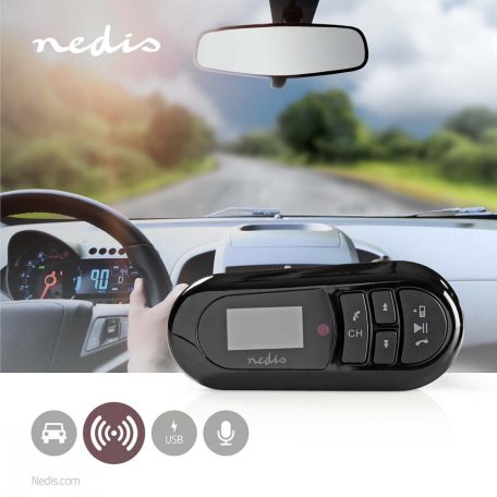 Car Audio FM Transmitter | Hattyúnyak | Kéz nélküli hívás | 0.4 " | LCD Képernyő | Bluetooth® | 5.0 V DC / 0.5 A | Google Assistant / Siri | Fekete