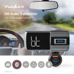   Car Audio FM Transmitter | Hattyúnyak | Kéz nélküli hívás | 2.0 " | LCD Képernyő | Bluetooth® | QC 3.0 / 5.0 V DC / 2.4 A | Gyors töltés | Basszus kiemelés | Google Assistant / Siri | Fekete / Szürke