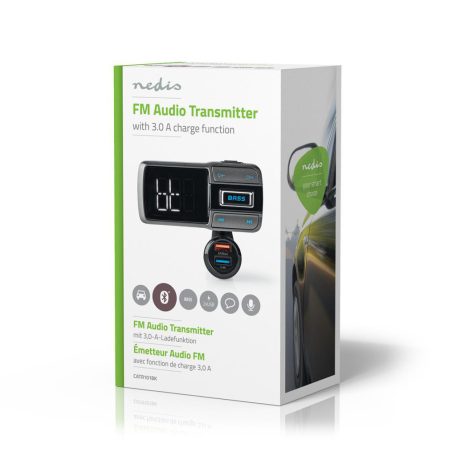 Car Audio FM Transmitter | Hattyúnyak | Kéz nélküli hívás | 2.0 " | LCD Képernyő | Bluetooth® | QC 3.0 / 5.0 V DC / 2.4 A | Gyors töltés | Basszus kiemelés | Google Assistant / Siri | Fekete / Szürke