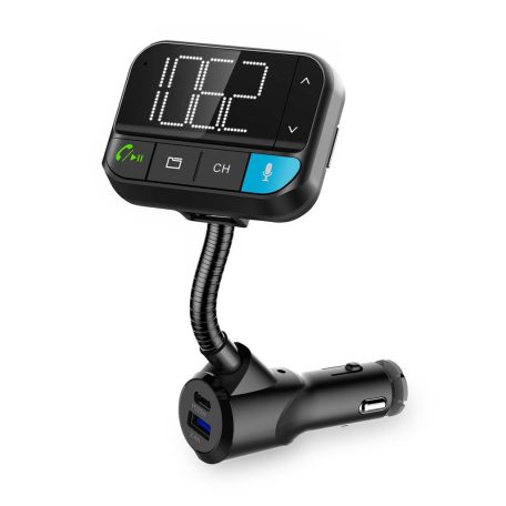 Car Audio FM Transmitter | Hattyúnyak | Kéz nélküli hívás | 2 " | Fekete Fehér Képernyő | Bluetooth® | PD 20 W / QC 3.0 | Gyors töltés | Basszus kiemelés | Google Assistant / Siri | Fekete