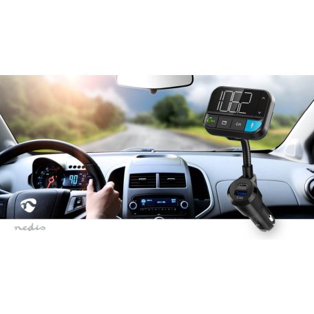 Car Audio FM Transmitter | Hattyúnyak | Kéz nélküli hívás | 2 " | Fekete Fehér Képernyő | Bluetooth® | PD 20 W / QC 3.0 | Gyors töltés | Basszus kiemelés | Google Assistant / Siri | Fekete