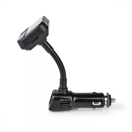Car Audio FM Transmitter | Hattyúnyak | Kéz nélküli hívás | 1.5 " | LCD Képernyő | Bluetooth® | 5.0 V DC / 1.0 A / 5.0 V DC / 2.4 A | Basszus kiemelés | Google Assistant / Siri | Fekete