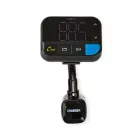 Car Audio FM Transmitter | Hattyúnyak | Kéz nélküli hívás | 1.5 " | LCD Képernyő | Bluetooth® | 5.0 V DC / 1.0 A / 5.0 V DC / 2.4 A | Basszus kiemelés | Google Assistant / Siri | Fekete