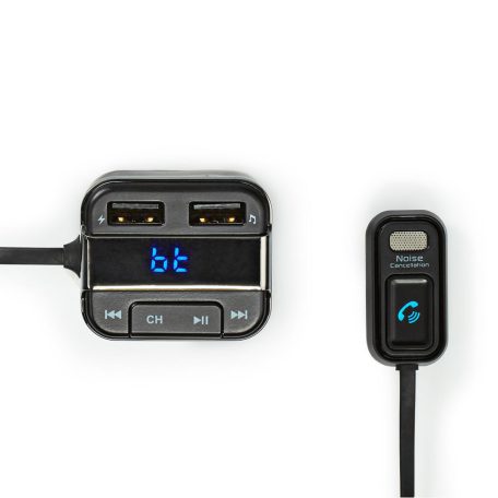 Car Audio FM Transmitter | Rögzített | Kéz nélküli hívás | 0.8 " | LCD Képernyő | Bluetooth® | 5.0 V DC / 1.0 A / 5.0 V DC / 2.4 A | Google Assistant / Siri | Fekete / Szürke