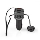 Car Audio FM Transmitter | Rögzített | Kéz nélküli hívás | 0.8 " | LCD Képernyő | Bluetooth® | QC 3.0 / 5.0 V DC / 1.0 A | Gyors töltés | Google Assistant / Siri | Fekete