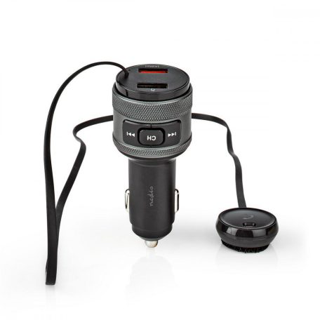 Car Audio FM Transmitter | Rögzített | Kéz nélküli hívás | 0.8 " | LCD Képernyő | Bluetooth® | QC 3.0 / 5.0 V DC / 1.0 A | Gyors töltés | Google Assistant / Siri | Fekete