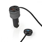 Car Audio FM Transmitter | Rögzített | Kéz nélküli hívás | 0.8 " | LCD Képernyő | Bluetooth® | QC 3.0 / 5.0 V DC / 1.0 A | Gyors töltés | Google Assistant / Siri | Fekete