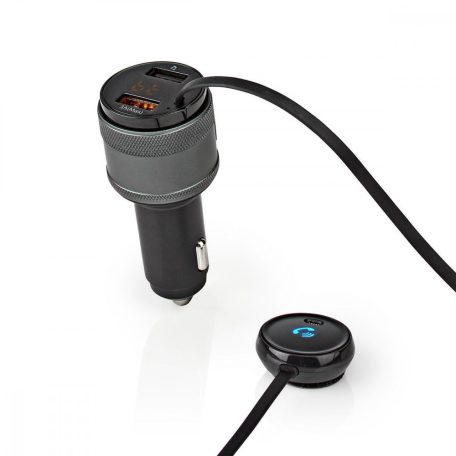 Car Audio FM Transmitter | Rögzített | Kéz nélküli hívás | 0.8 " | LCD Képernyő | Bluetooth® | QC 3.0 / 5.0 V DC / 1.0 A | Gyors töltés | Google Assistant / Siri | Fekete