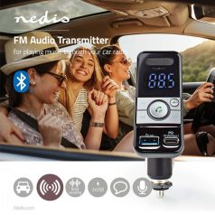   Car Audio FM Transmitter | Billenthető | Kéz nélküli hívás | 1.1 " | LCD Képernyő | Bluetooth® | PD 18 W / 5.0 V DC / 1.0 A | Gyors töltés | Google Assistant / Siri | Fekete / Szürke