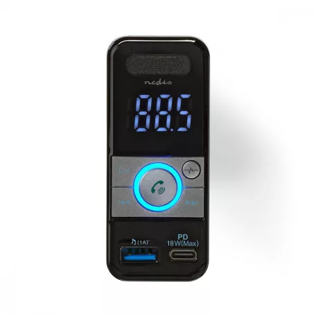 Car Audio FM Transmitter | Billenthető | Kéz nélküli hívás | 1.1 " | LCD Képernyő | Bluetooth® | PD 18 W / 5.0 V DC / 1.0 A | Gyors töltés | Google Assistant / Siri | Fekete / Szürke