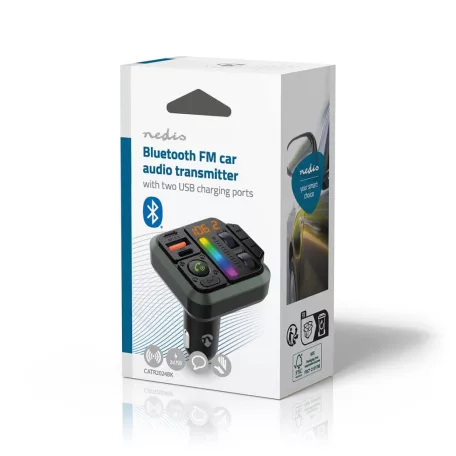 Car Audio FM Transmitter | Rögzített | Kéz nélküli hívás | 1 " | Borostyán Képernyő | Bluetooth® | PD 18 W / PD 24 W | Gyors töltés | Basszus kiemelés | Google Assistant / Siri | Fekete