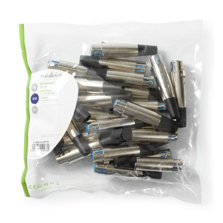 XLR csatlakozó | Egyenes | Aljzat | Nikkelezett | Forrasztás | Bemenő kábel átmérő: 7.0 mm | Fém | Ezüst | 25 db | Műanyag Zacskó