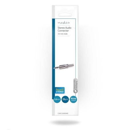 Audió csatlakozó | Egyenes | Dugasz | Nikkelezett | Forrasztás | Bemenő kábel átmérő: 3.8 mm | Fém | Ezüst | 25 db | Műanyag Zacskó