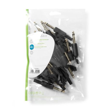Audió csatlakozó | Egyenes | Dugasz | Nikkelezett | Forrasztó | Bemenő kábel átmérő: 5.8 mm | PVC | Fekete | Műanyag Zacskó | 25 db